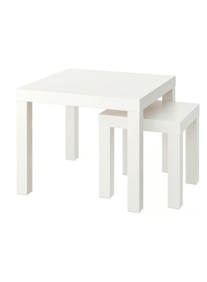 طقم طاولات متداخلة، مكون من قطعتين، أبيض - Image 1